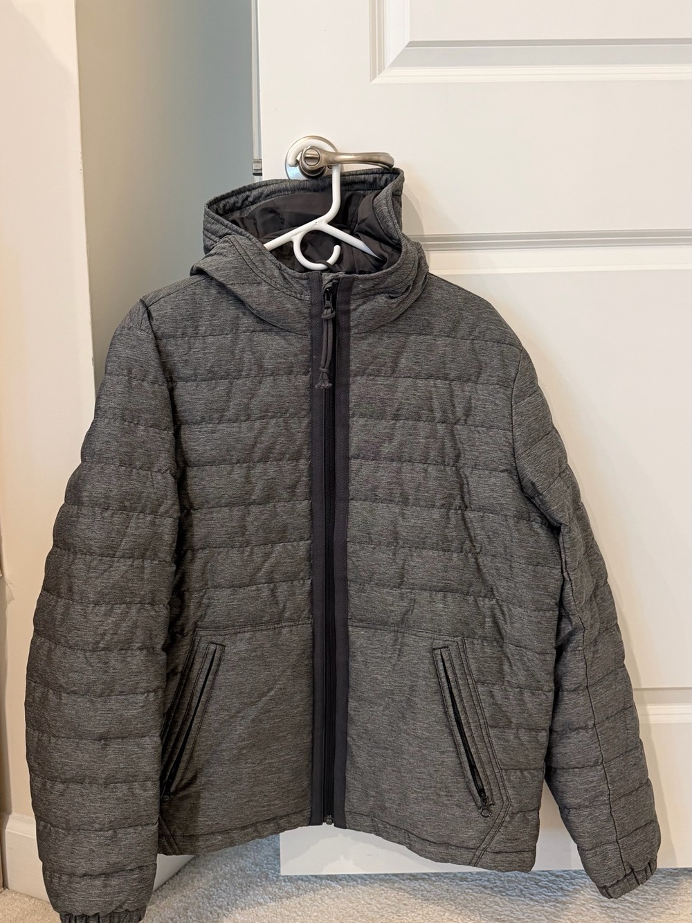 Lucky Brand Men’s Hooded Puffer Jacket | Size M | Heather Gray